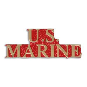 Red and Metallic Gold US Marine Enamel Pin