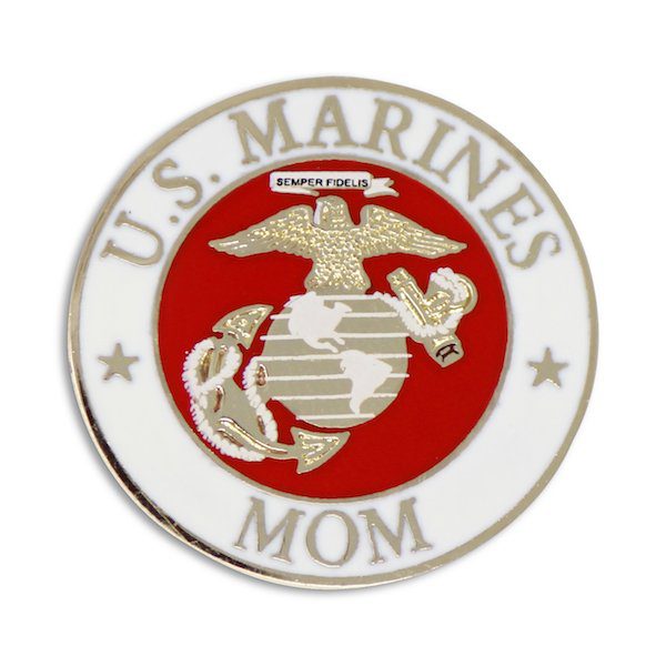 White and Red US Marines Mom Enamel Pin