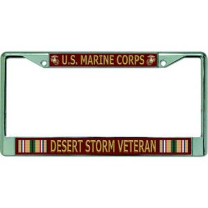 US Marine Corps Desert Storm Veteran Metal License Plate Frame