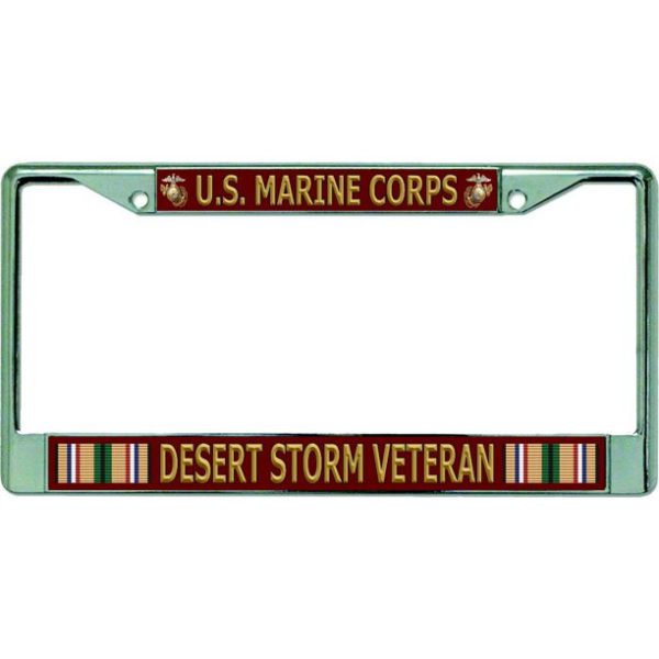 US Marine Corps Desert Storm Veteran Metal License Plate Frame