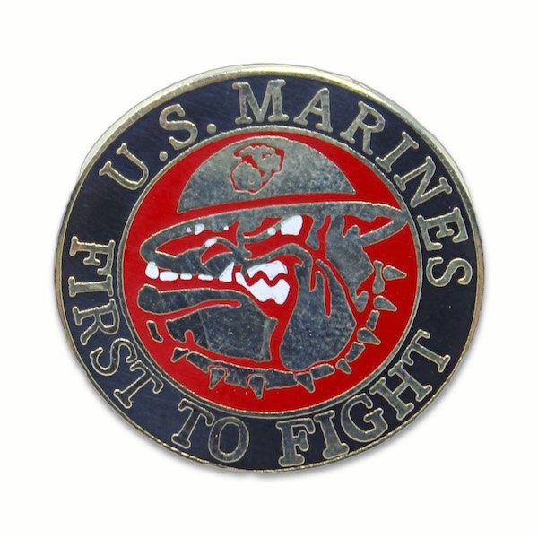 Black and Red US Marines First To Fight Devil Dog Pin