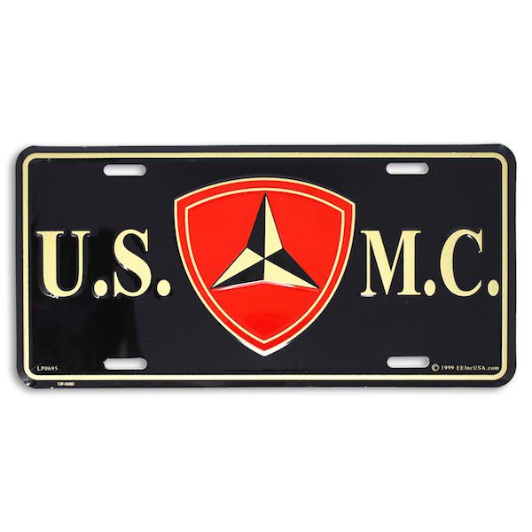 Black USMC 3rd Dvision License Plate