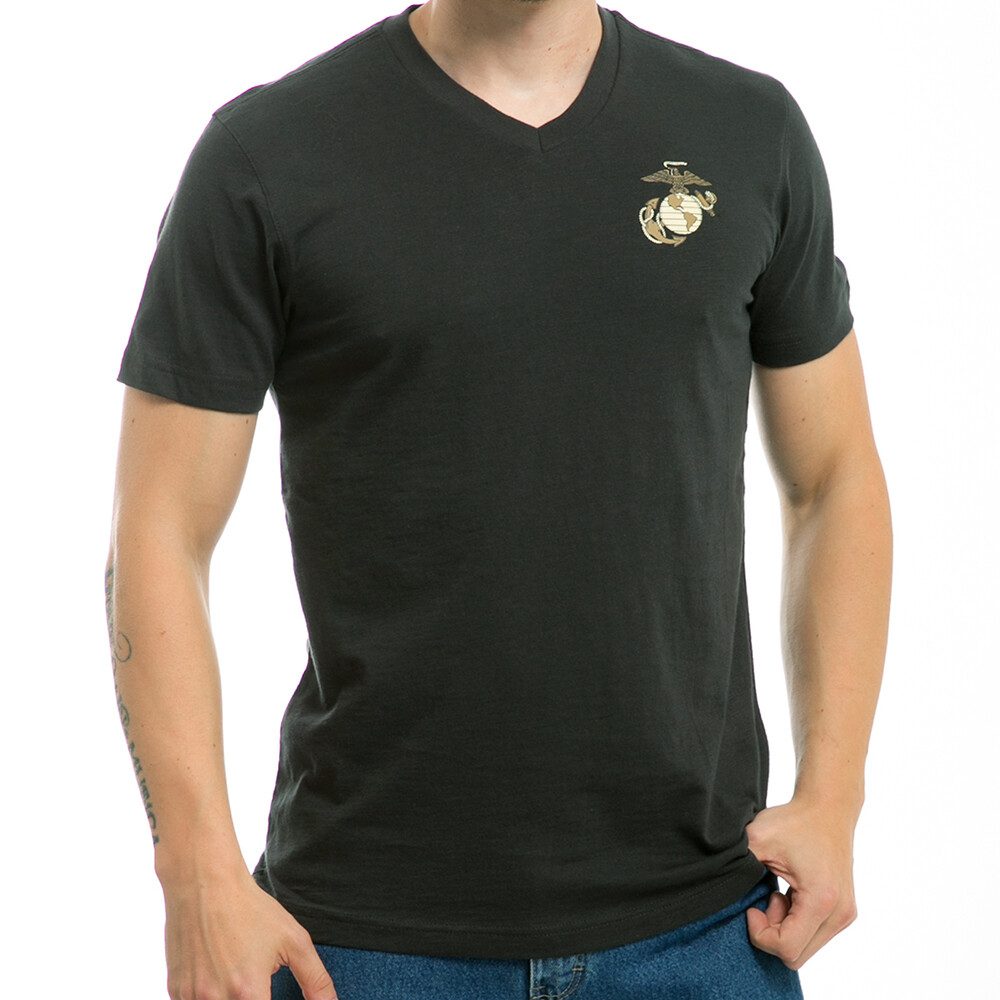 USMC Black EGA v neck tshirt