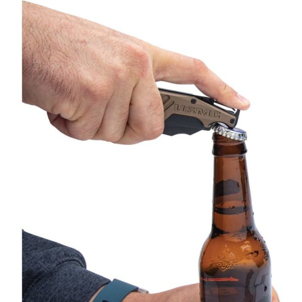 USMC Brewski Linerlock AO Pocket Knife Beer Bottle Opener