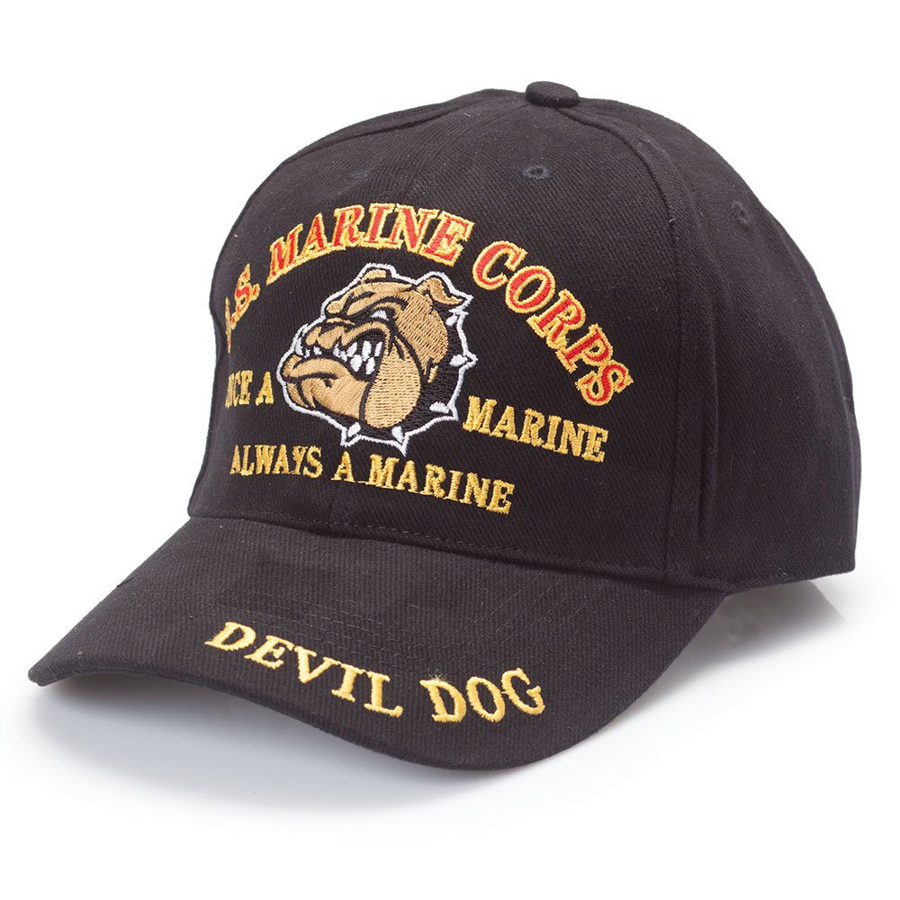 Black USMC Devil Dog Once a Marine Always a Marine Hat
