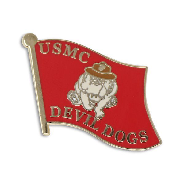 Red USMC Devil Dogs Flag Enamel Pin