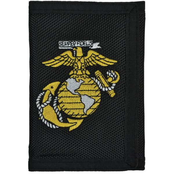 USMC Black Wallet with Eagle Globe and Anchor