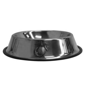 USMC EGA Polished Metal Dog Bowl