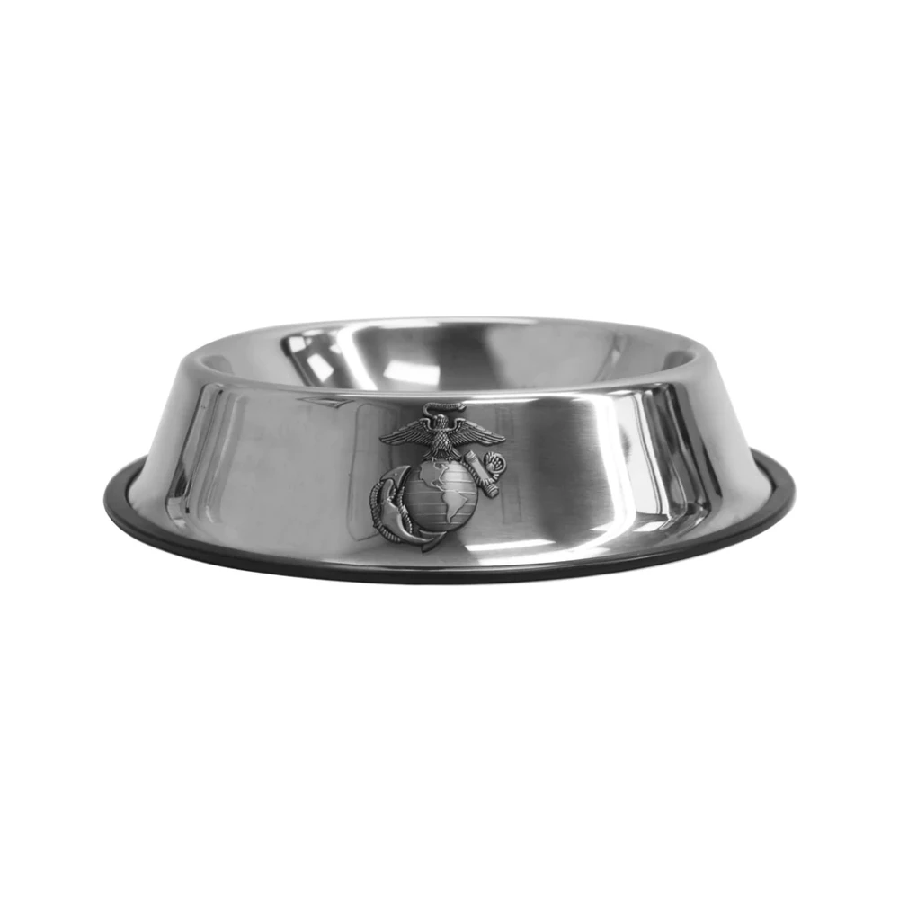 USMC EGA Polished Metal Small Dog Bowl