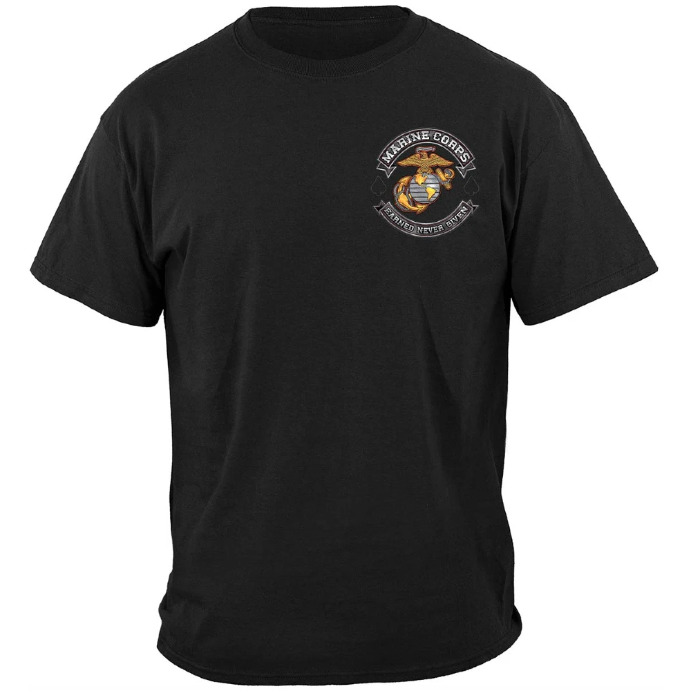USMC 'Earned Never Given' Motorcycle Club Style T-Shirt