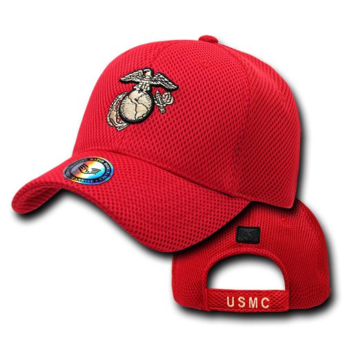 USMC Embroidered EGA Red Mesh Cap Back