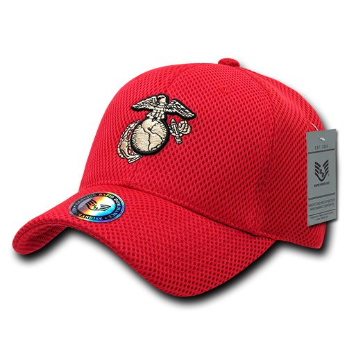 USMC Embroidered EGA Red Mesh Cap