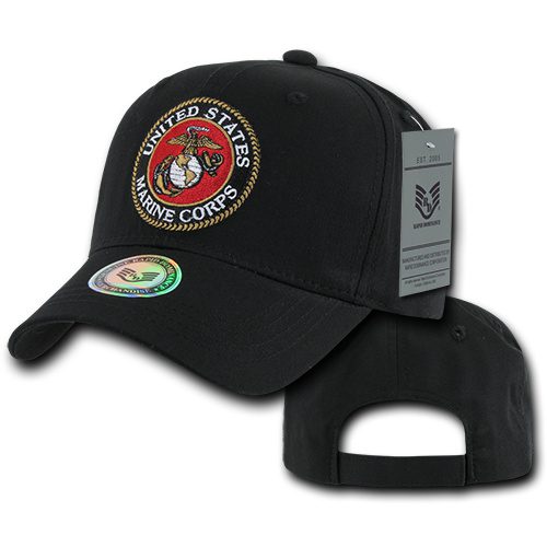 USMC Embroidered Seal Black Cap Back
