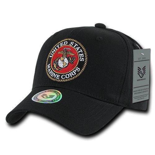 USMC Embroidered Seal Black Cap