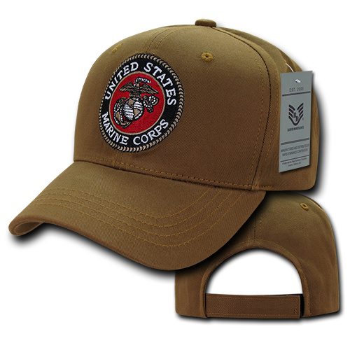 USMC Embroidered Seal Coyote Cap Back