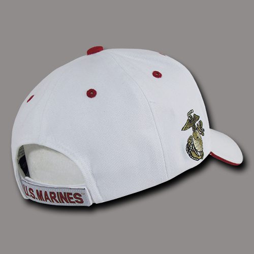 USMC Embroidered Seal White Cap Back