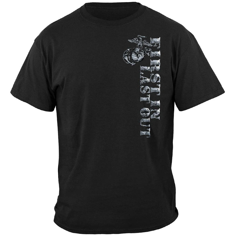 USMC 'First In Last Out' Silver Foil T-Shirt