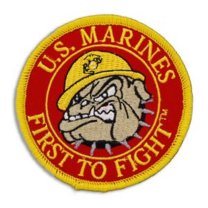 Red and Gold US Marines First to Fight Round Devil Dog Patch