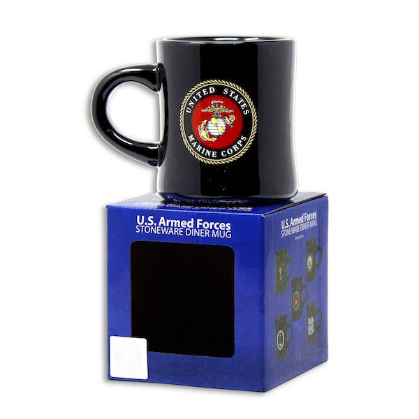 United State Marine Corps Emblem Black Diner Mug on Its Box