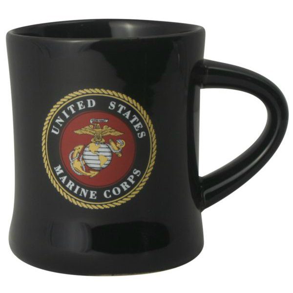 United State Marine Corps Emblem Black Diner Mug