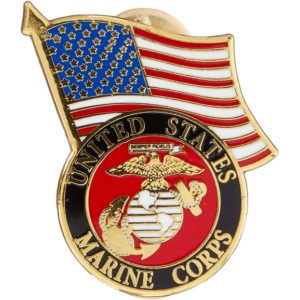 USMC Logo and US Flag Pin