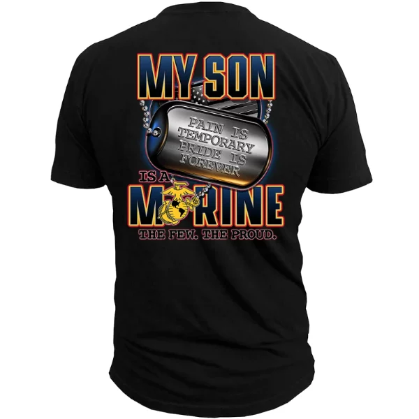 USMC My Son is a Marine Dog Tag T-Shirt