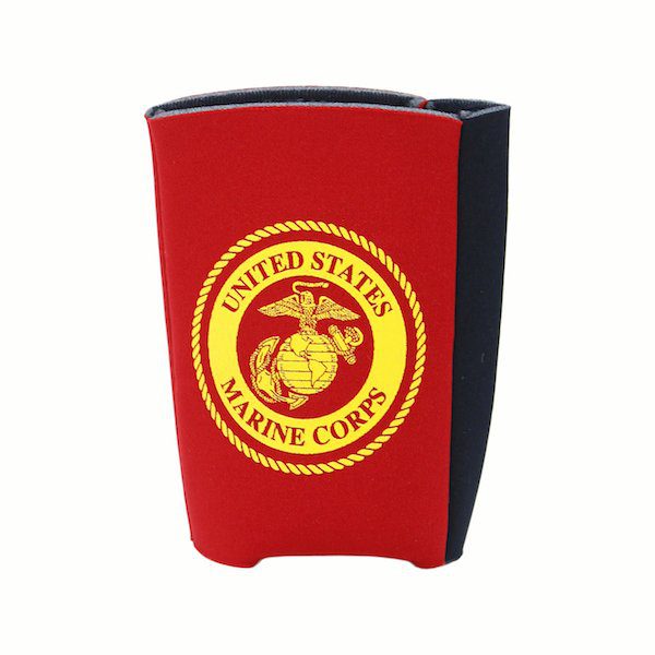 Red Koozie with Gold United States Marines Corps