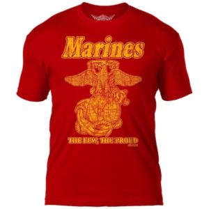 USMC Retro Mens Red T Shirt The Few The Proud