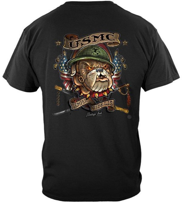 USMC Semper Fi Tattoo Devil Dog Bulldog Shirt Back