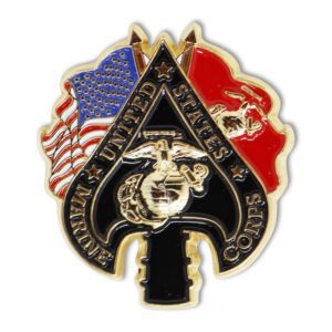 United States Marine Corps Black Ace Of Spades Enamel Pin