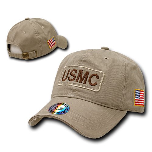 USMC US Flag Khaki Cap