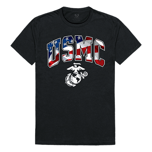 USMC USA Flag letter black shirt