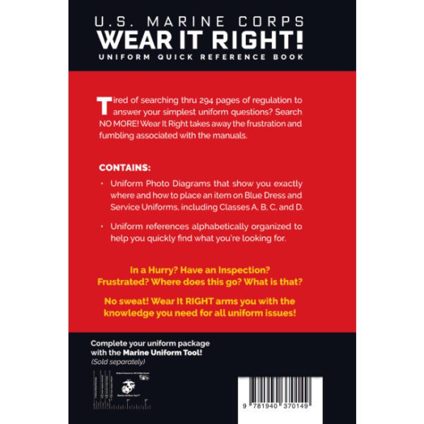 USMC Wear It Right Quick Reference Book Back