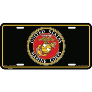 United States Marine Corps Emblem Black License Plate