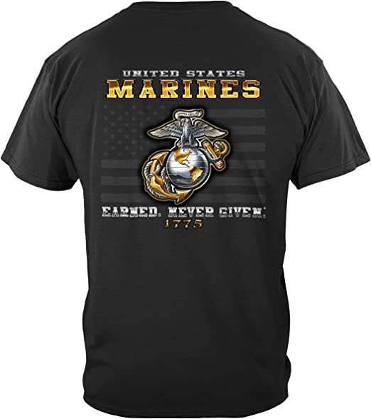 United States Marines Earned Never Given 1775 Unisex Black Shirt