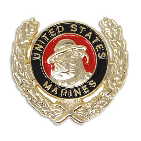 United States Marine Devil Dog Wreath Pin