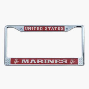united states marines chrome license plate frame red and white
