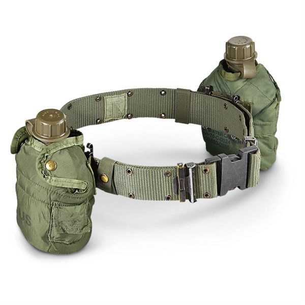 usmc pistol belt with canteens attached