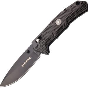 usmc thumb-stud black flip knife