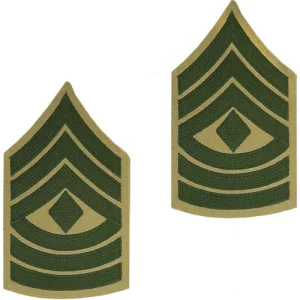a pair of Marine Corps Chevron First Sergeant OD Green Khaki