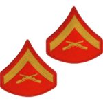 a pair of Marine Corps Chevron Lance Corporal Patches Gold-Red