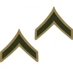 a pair of Marine Corps Chevron Private First Class Patches OD Green Khaki