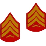 a pair of Marine Corps Chevron Sergeant Patches Gold-Red