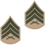 a pair of Marine Corps Chevron Sergeant Patches OD Green Khaki
