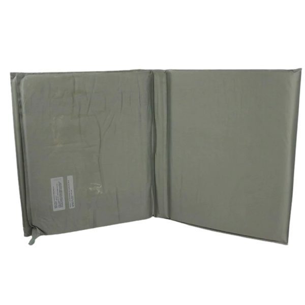 a folded OD green Marine Corps sleeping pad