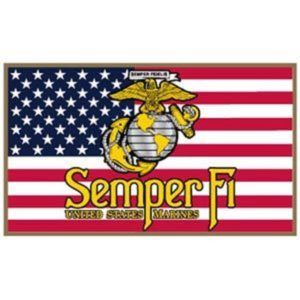 USMC Semper Fi and USA American Flag Pin with EGA