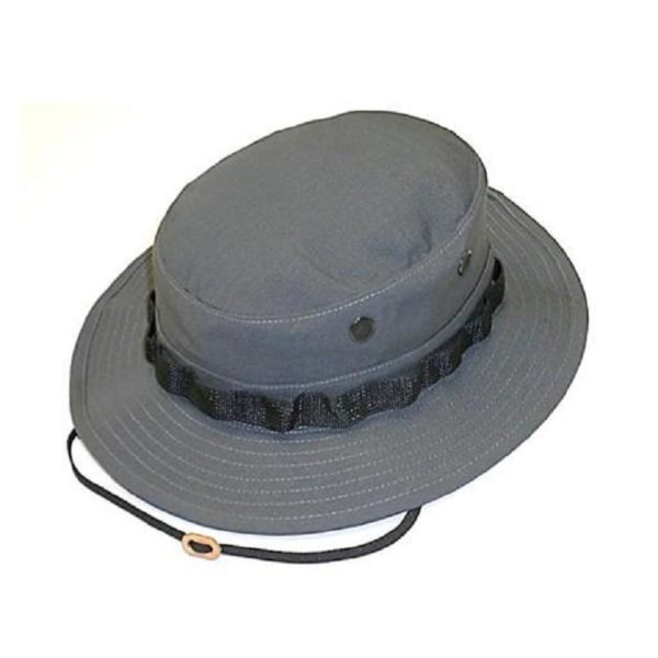 a slate gray ripstop GI jungle hat