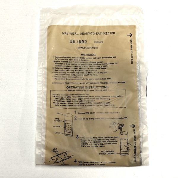 a military-issue MRE heater