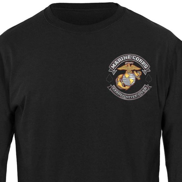 Marine Corps Biker Long Sleeve Shirt Front Close UP