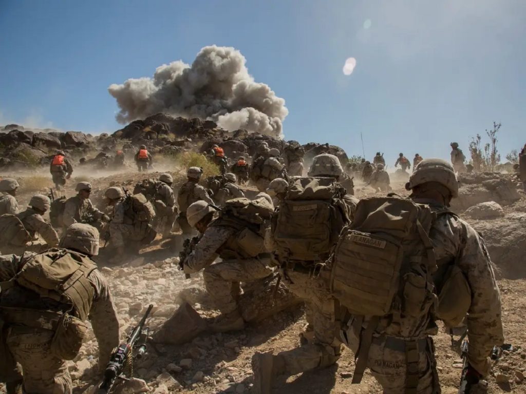 US Marine Corps attacks an enemy position 